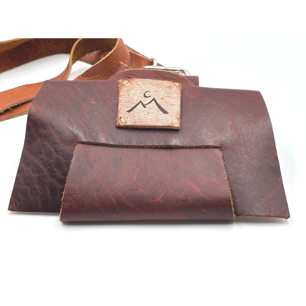 Handmade Leather Mountain Moon Pouch Belt Bag Crossbody Small Rustic Brown Purse